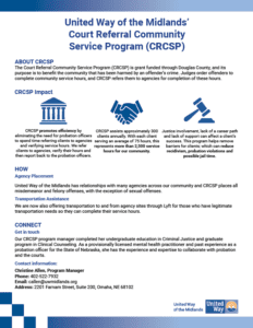United Way of the Midlands' Court Referral Community Service Program (CRCSP)