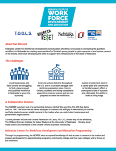 Nebraska Center for Workforce Development and Education one-page overview