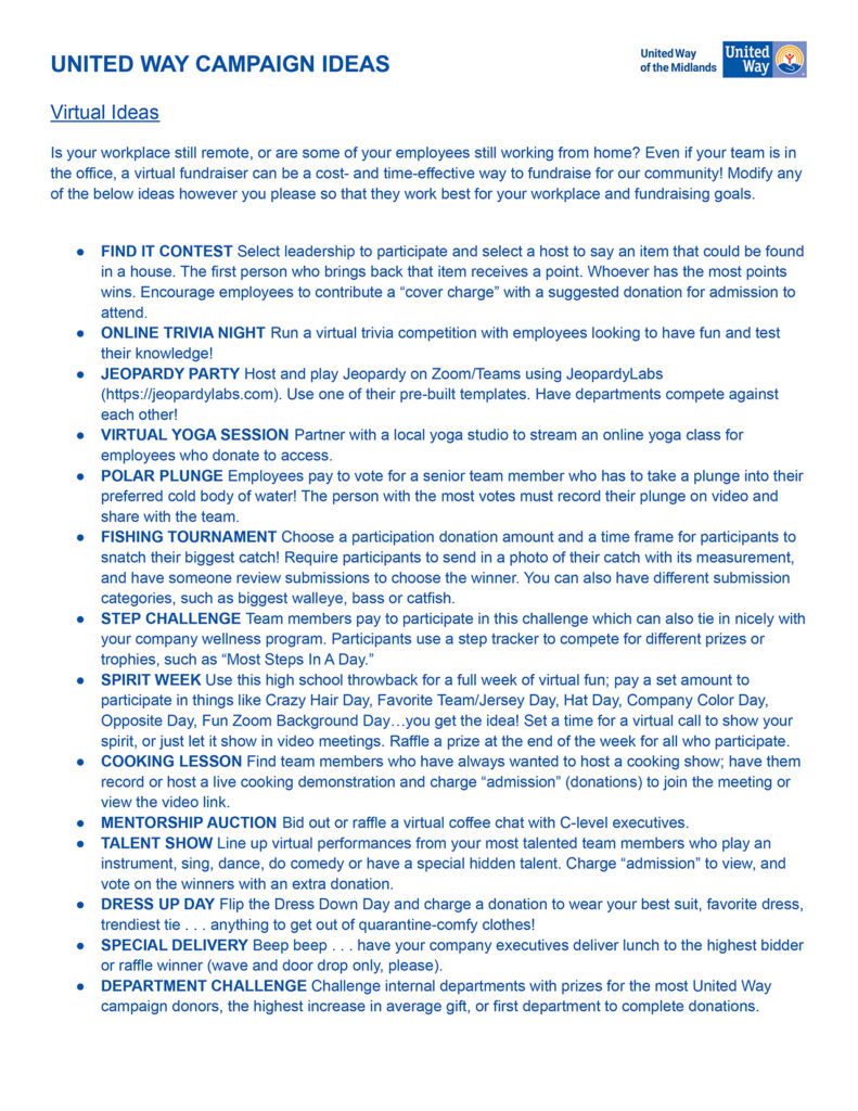 United Way Campaign Ideas