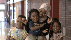 Young family together