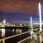 Omaha skyline and Bob Kerry Pedestrain bridge at night