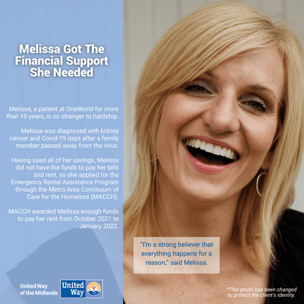 digital materials - Graphic of Melissa getting needed financial support